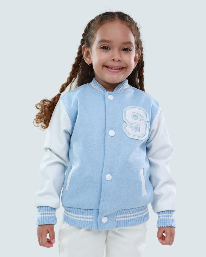 BEISBOLERA AZUL BEBE MANGA BLANCA